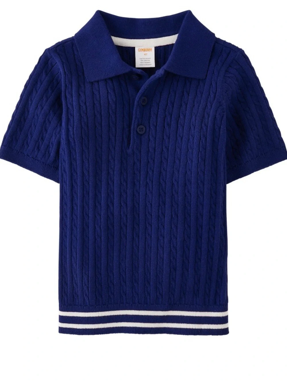 Gymboree Boys ‘Bon Voyage’ Navy Blue Cable Knit Short Sleeve Polo Size 7